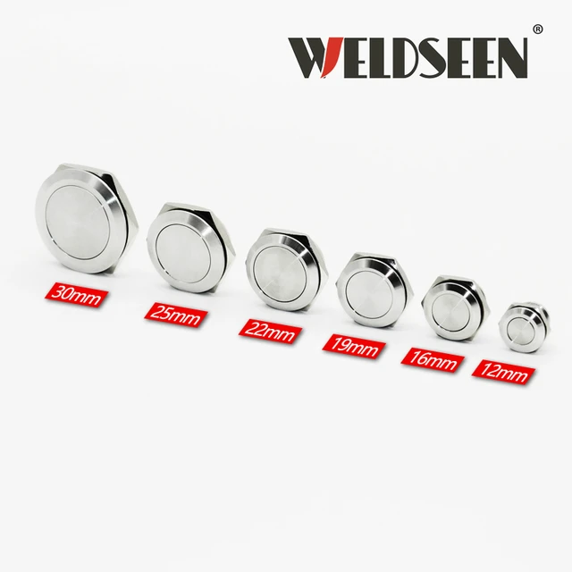 Stainless Steel Push Button Switch Short-Throw Self-Reset Momentary 12mm 16mm 19mm 22mm 25mm 30mm LED Touch Elevator Button No LED