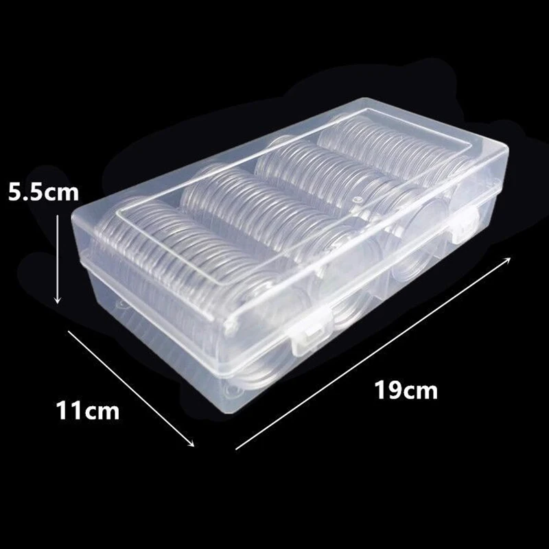 40mm Clear Round Plastic Coin Capsule Container Empty Storage Box Holder Case edge trimmed neatly For Coin Collection Box plastic storage boxes with lids