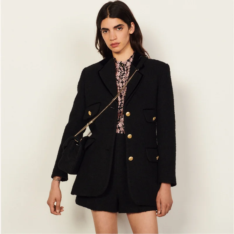 Sandro модная новая Темпераментная Женская одежда текстурная шерстяная