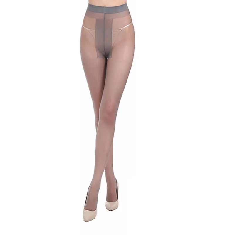 T crotch-Gray FENNASI, одноцветные женские колготки, женские ультра-тонкие невидимые колготки, сексуальные, высокая эластичность, дышащие колготки размера плюс - Цвет: T crotch-Gray