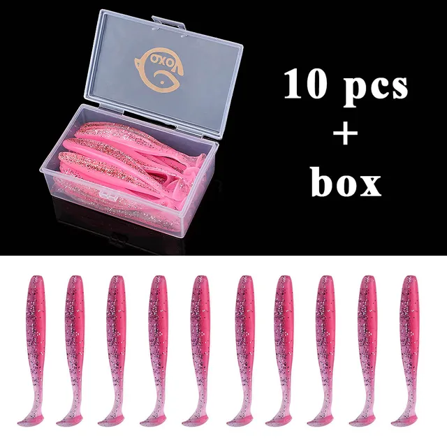 QXO Fishing Soft Lure Worm With Box Silicone Bait Swimbait Streamer Sea Fishing Spoon Lure 7cm 10cm Wobbler Set 10pcs