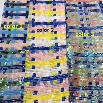 

sequins french lace fabric with Good looking J-59687 embroidery mesh tulle fabric