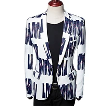 Новинка, Мужской приталенный повседневный деловой костюм с мультяшным портретным принтом, изысканный сценический костюм певицы