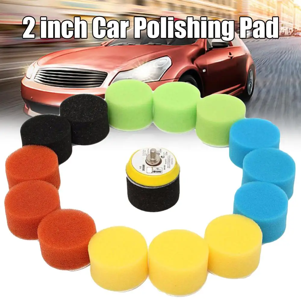 

16 Piece/set 2" Car Round Flat Sponge Waxing Polishing Pad Buffing Polisher Set