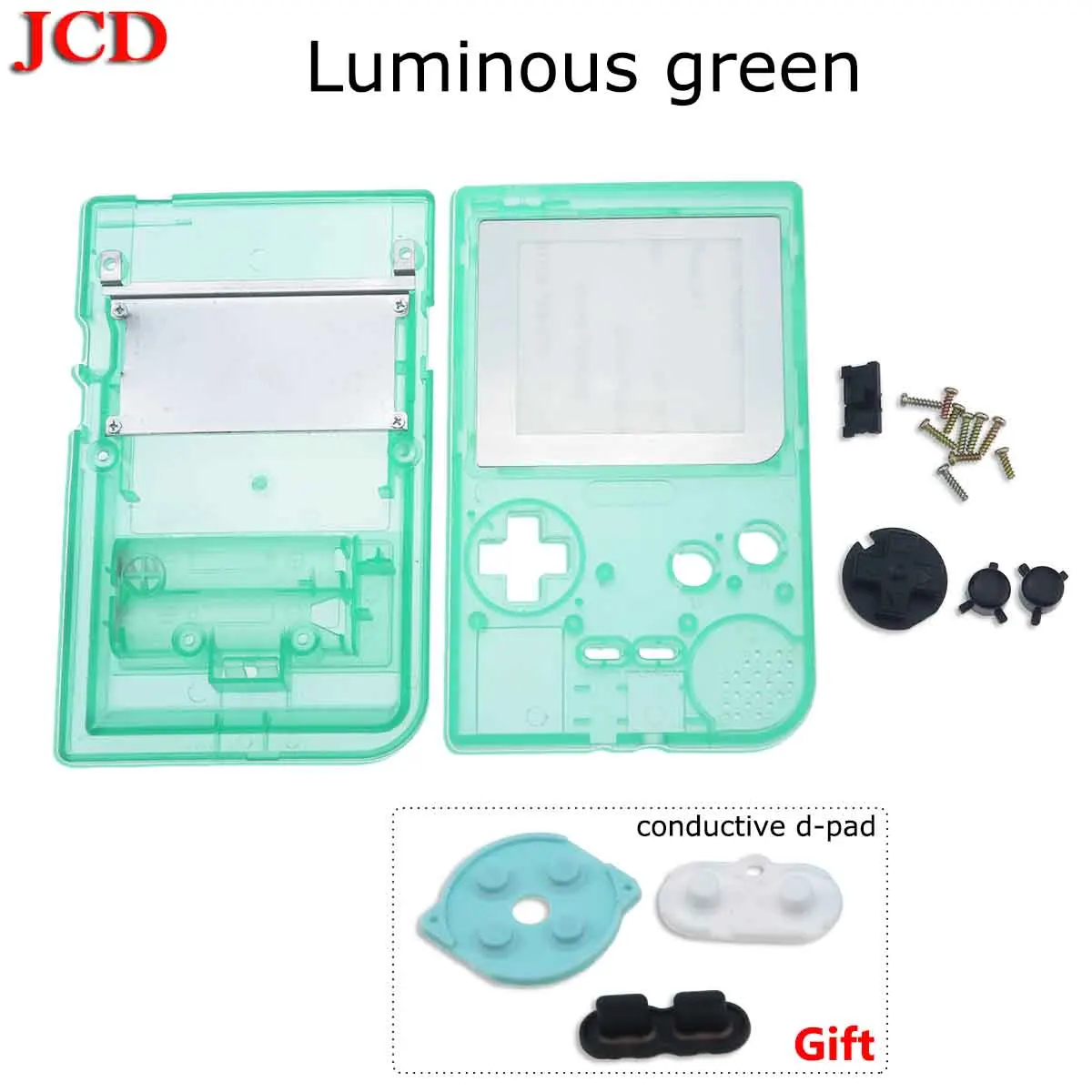 No8 Luminous green JCD полный Чехол Корпус Замена для Gameboy Карманная игровая консоль для GBP чехол с кнопками подарок проводящий d-pad - Цвет: No8 Luminous green