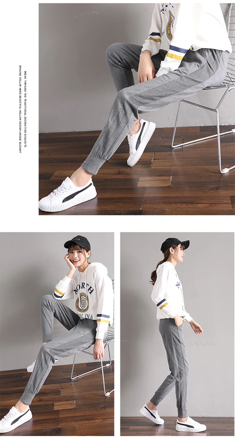 Sweatpants For Women Elastic Waist With Drawstring Lady Trousers Streetwear Pantalones De Mujer Pockets Sashes New Ladies Pants