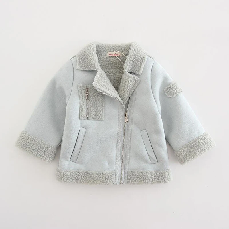 Новое зимнее пальто из овечьей шерсти для маленьких девочек Теплая мужская косуха Одежда для маленьких детей модная повседневная детская плотная верхняя одежда - Цвет: blue
