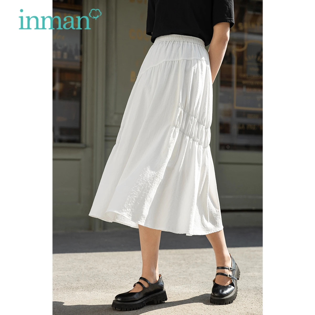 Юбка-трапеция INMAN Женская от солнца белая офисная шикарная однотонная бесшовная