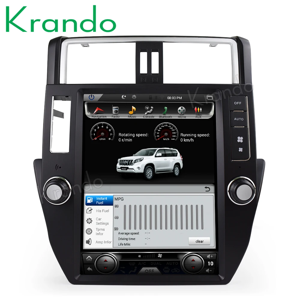 Top Krando Android 7.1 12.1" Tesla big screen car radio player for Toyota Prado 2010-2013 gps navigation multimedia with bluetooth 2