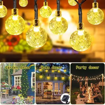 

New 50 LEDS 10M Crystal ball Solar Lamp Power LED String Fairy Lights Solar Garlands Garden Christmas Decor For Outdoor hot