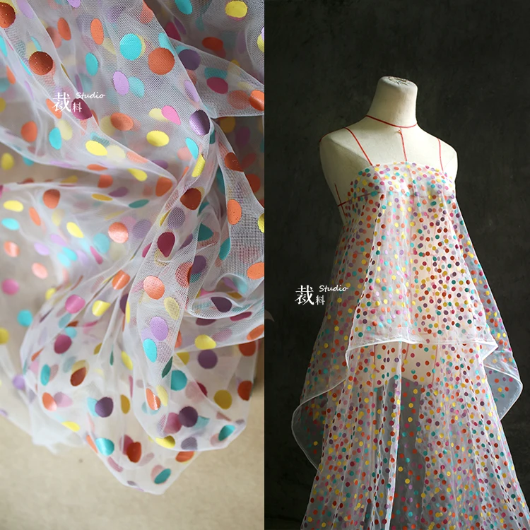 Ткань марля волнистый горошек фантастический цвет сетка ткань дизайнерская ткань для лоскутное Базен riche getzner tissus telas por metros