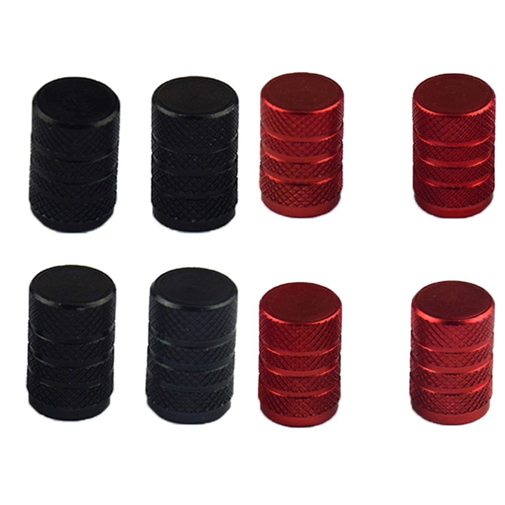 8 Pack Car Bike Wheel Tire Valve Stem -in Dust Cap Aluminum Black+Red