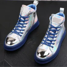 Г., новые мужские Повседневные Дышащие лакированные кожаные туфли-оксфорды в стиле хип-хоп мотоциклетные ботильоны на плоской платформе Мужская обувь