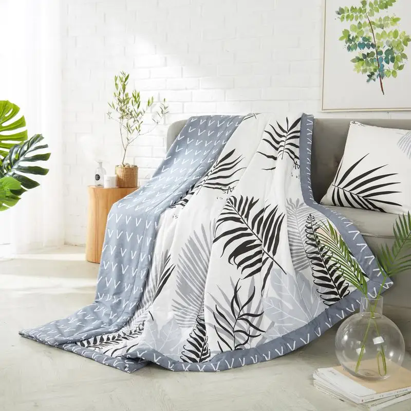 Покрывало в полоску 50 серых листьев 1 шт. летнее Хлопковое одеяло стеганое 150x200 см