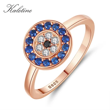 

KALETINE Charm 925 Sterling Silver Evil Eye Rings For Women Lucky Blue CZ Rose Gold Rings Wedding Jewelry Wholesale Lots Bulk