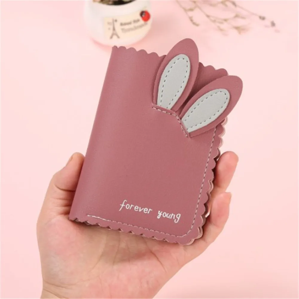 Red Модный корейский женский кошелек короткий милый кошелек с заячьими ушками - Цвет: Red