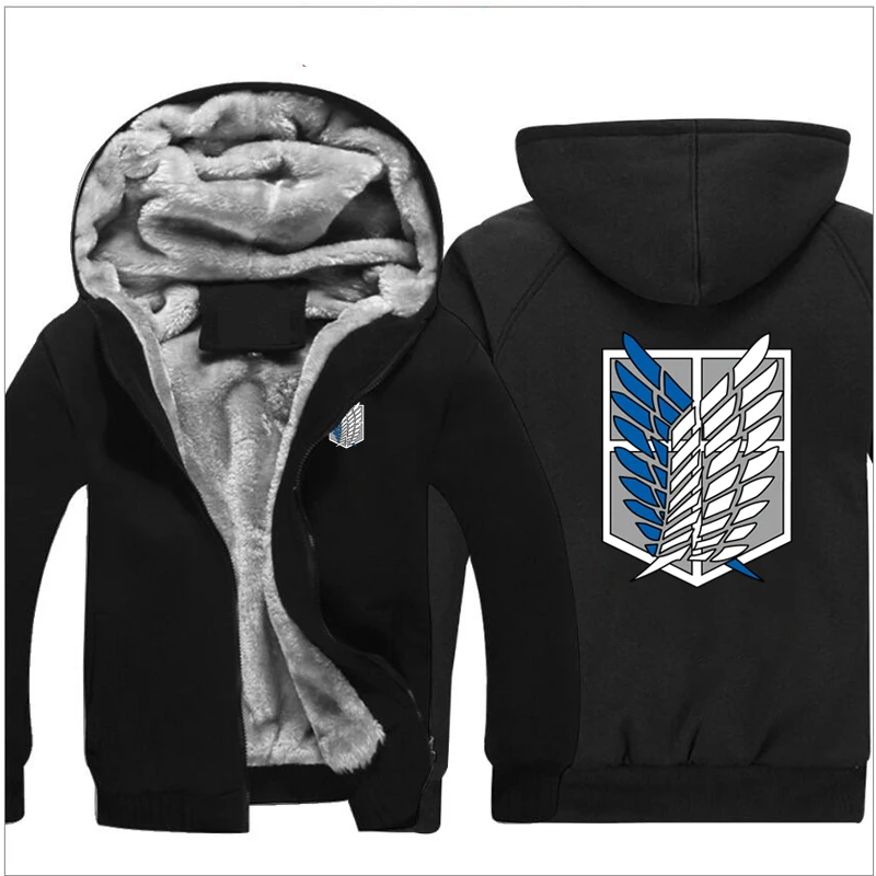 Anime! Attack on Titan Winter Coat Cosplay Costume Fashion Leisure Thickening Hooded Fleece Keep Warm Zipper Tops - Цвет: 2