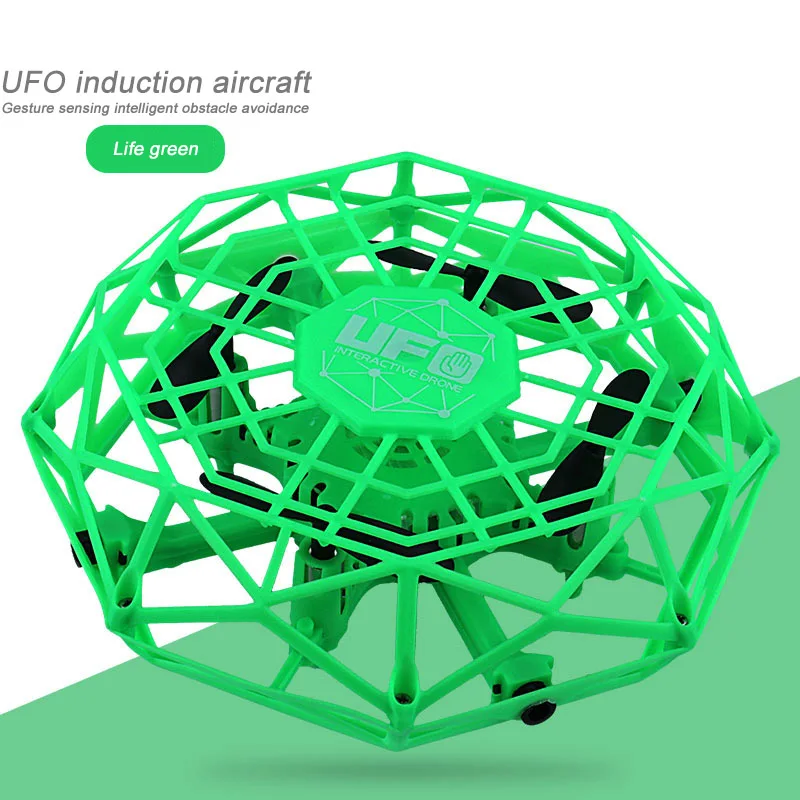 Мини Дрон «НЛО» анти-столкновения Летающий вертолет ручной НЛО мяч самолет зондирования мини индукционные дроны электрическая игрушка для детей - Цвет: GREEN
