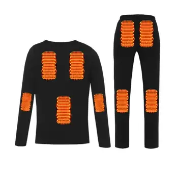 

Heated Thermal Fleece Shirt + Heated Pants Men Heating T Shirt Electric USB Heated Thermal Underwear Set Temperature Control