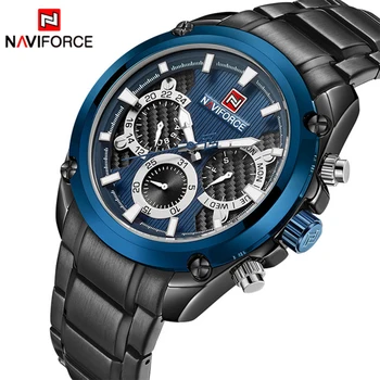 

Mens Watches Top Brand Luxury NAVIFORCE Fashion Sport Multi-function Quartz-Watch Full Steel Clock Men Waterproof Wristwatches