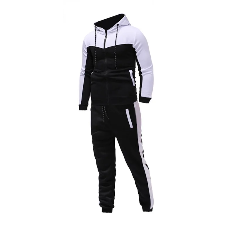 2020 Men Long Sleeve Hoodies Pants Sets Male Tracksuit Patchwork Sport Suit Men s Gyms Set 2