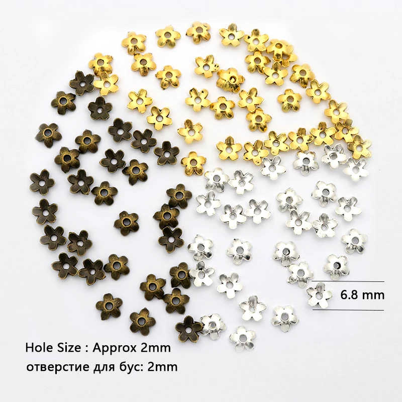 100pcs 혼합 작은 크기 꽃 블랭킹 엔드 비드 캡 스페이서 Diy 용품 쥬얼리에 대한 액세서리 팔찌 Neckalce 만들기