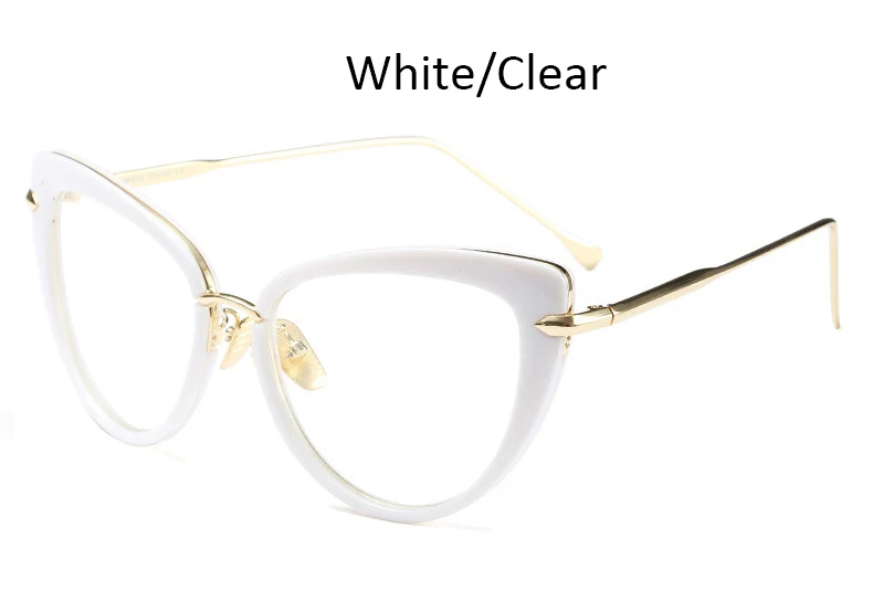 White Clear Высокое качество, сексуальные женские очки кошачий глаз, оправа, роскошный бренд, сплав, женские очки, Ретро стиль, большие прозрачные женские очки - Цвет оправы: White Clear