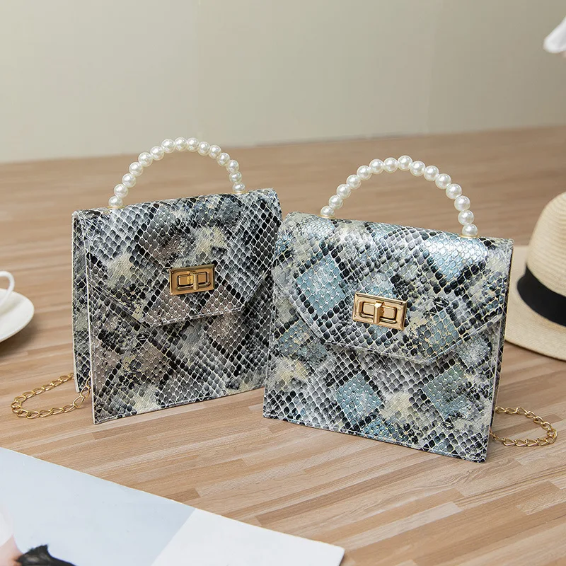 Bolso de hombro con diseño de serpiente para mujer, bandolera pequeña con hebilla y patrón de Animal, Diagonal, 2021