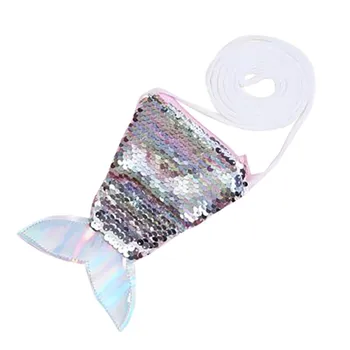 

Sequins Children Coin Purses Girl Cartoon Fish Laser Handbags Women Zipper Mini Wallets Cute Pouch Key Card Craoobody Bags