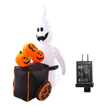 

Halloween Pumpkin Ghost Cart Inflatable Model with LED Light Decoration Props for Garden Courtyard Indoor