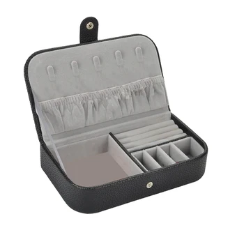 

Storage Jewelry Box Cosmetic Travel Ring Container Earrings Portable Cases Organizer Makeup Multifunctional Litchi Pattern