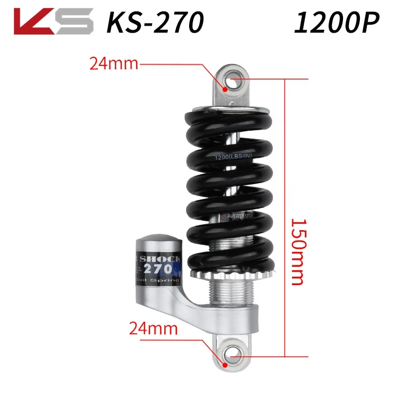 WATPET KS-258 Bicycle Coil Spring Rear Shock Absorbers 150 160 165 170mm Alloy Universal Electric Scooter Rear Shock Absorbers KS for Bike