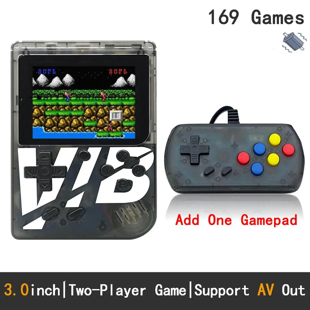 Tr-Black Add gamepad Новая игровая консоль Vib 8 бит 3," ретро мини-игровая консоль встроенный 169 игр Супер 30 вибрирующих игр Ручной игровой плеер - Цвет: Tr-Black Add gamepad