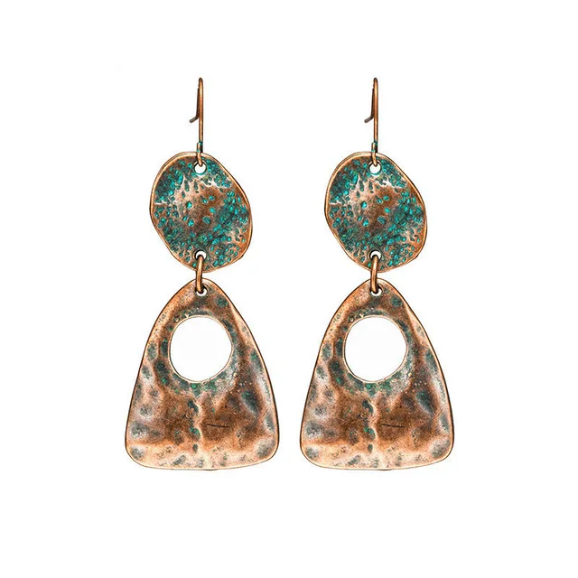 Red copper-3 24 Стили Древний Красный Медный Цвет Богемной Филигранной Серьги Boho Старинные Этнические Полые Геометрические Серьги для женщин Ювелирные Изделия - Окраска металла: Red copper-3