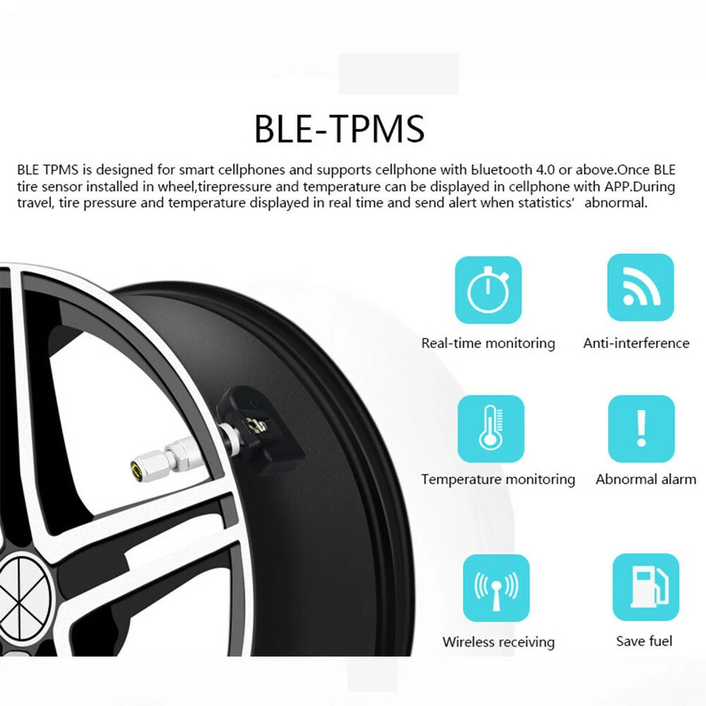 TPMS bluetooth 4,0 Универсальный внешний датчик давления в шинах V11 Поддержка Android IOS Телефон беспроводной 4 внешних датчика s с приложением