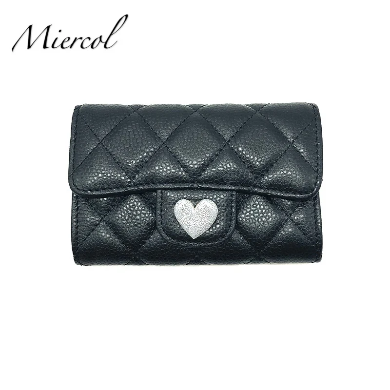 Miercol Classic Caviar Leather Mini Wallet Coin Purse and Card Holder