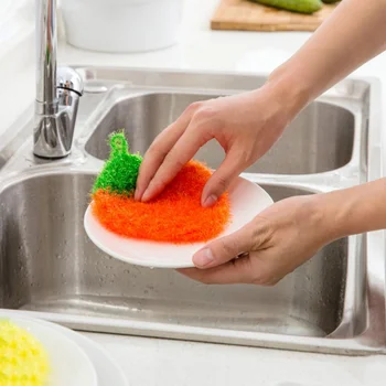 

Strawberry Dishwashing Clean Towel Kitchen Brush Pot Scouring Pad Handmade Crochet Flower Dish Cloth Cleaning Tools