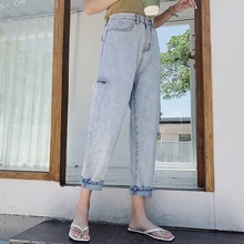 Джинсовые капри для женщин размера плюс, длина 9/10, L, XL, 2XL, 3XL, 4XL