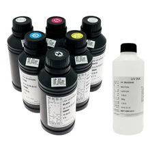 Универсальный светодиодный набор УФ-чернил 500 мл X 6 шт УФ-чернил+ 500 мл УФ-чистящая жидкость для Epson UV планшетный принтер(BK C M Y белый* 2