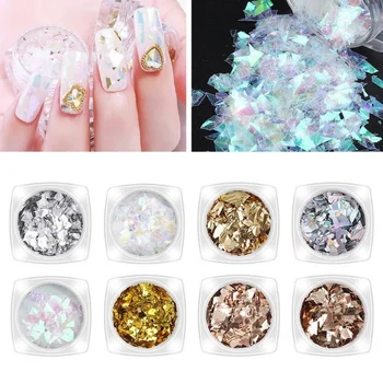 

6 Boxes/set 3D Flakes Slices Nail Tips Mirror Sparkly Nail Sequins Paillette Decoration Mixed Colors Nail Holographic Glitter