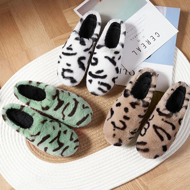 Women Comfort Slip On Flats Winter Warm Furry Fluffy Slippers Casual Loafers Fashion Leopard Zebra Print Medical Nursing Shoes Women S Flats Aliexpress