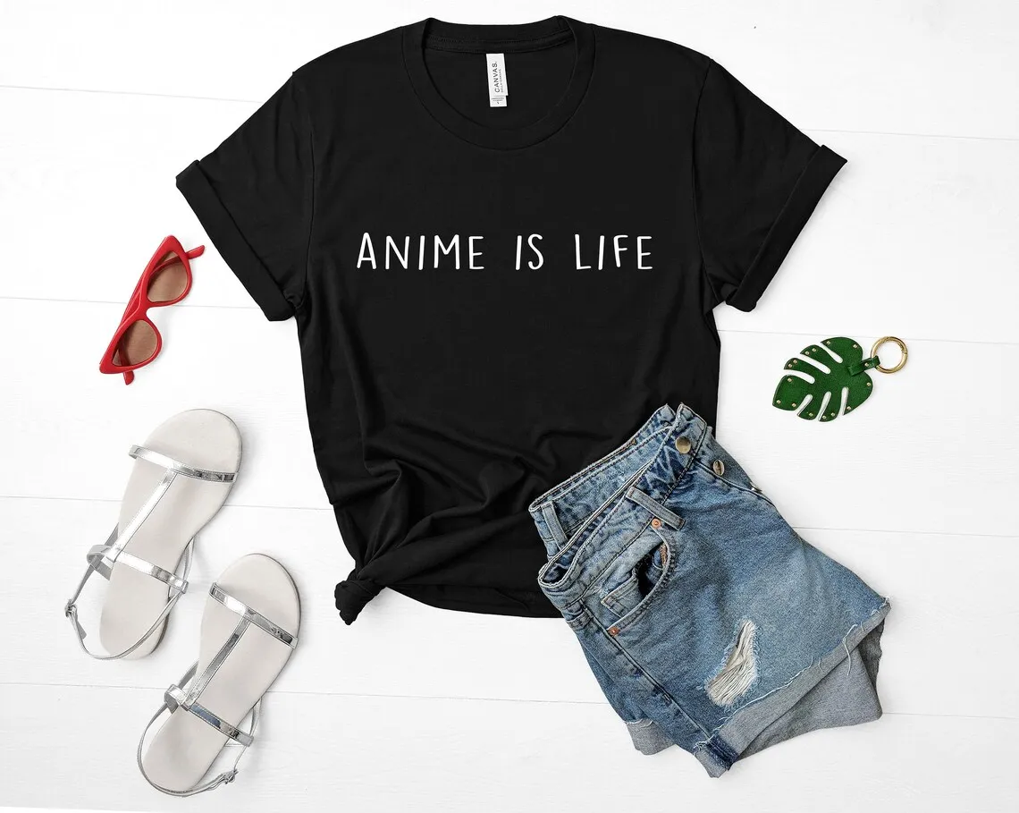 

Sugarbaby Anime Is Life Funny Graphic T shirt Hipster Grunge t shirt Cotton Shirt Unisex Fashion Women Men Tumblr Top Drop Ship