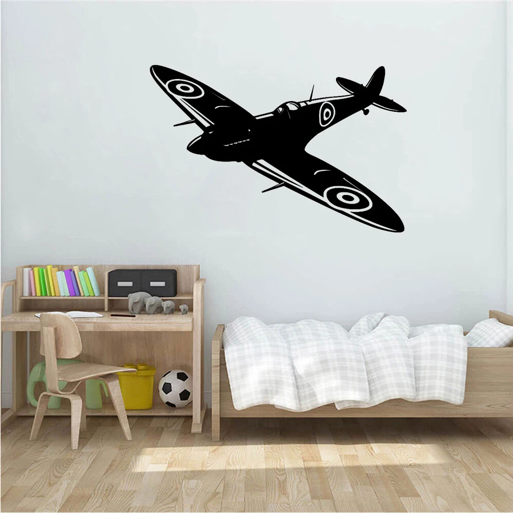 Spitfire Jet Wall Decal Kids Room British Fighter Ww2 Aircraft Plane Airplane Wall Sticker Military Vinyl Bedroom Decor Wall Stickers Aliexpress