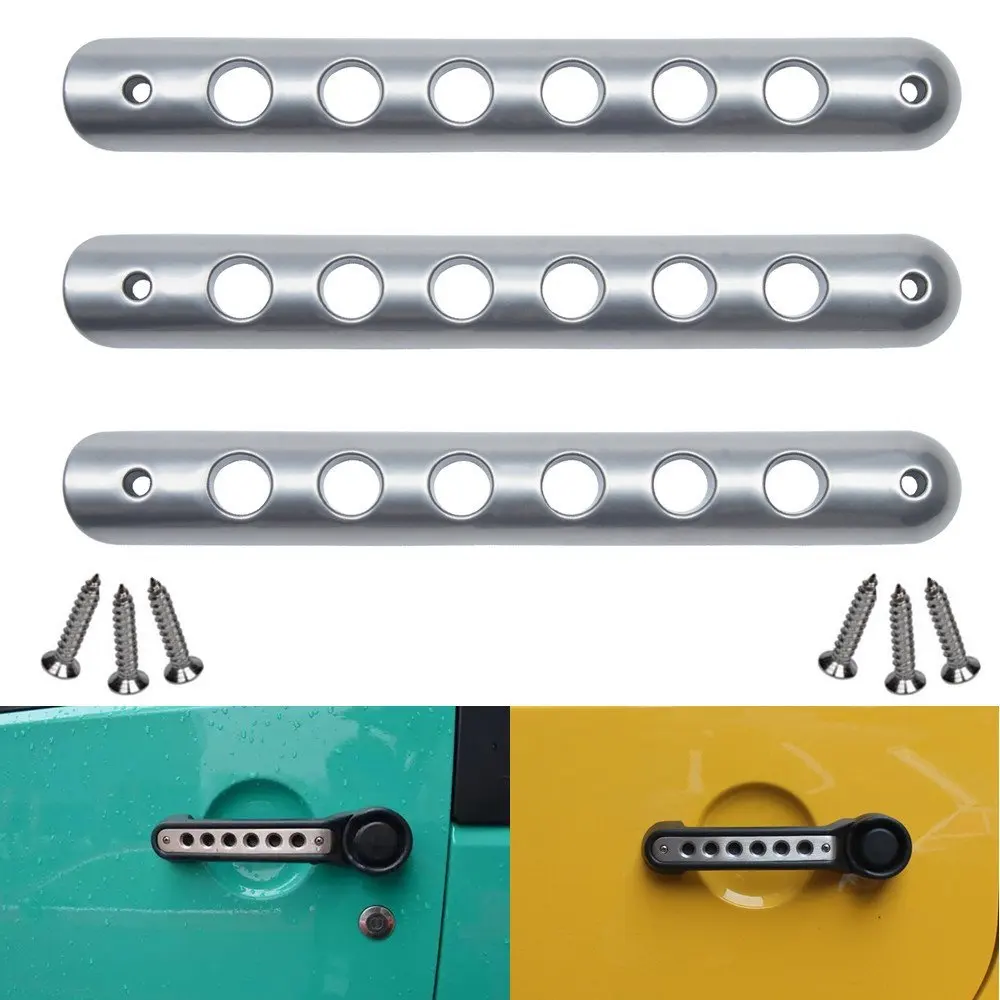 3pcs set sliver Черная, красная, серебряная дверная ручка Вставка Крышка для Jeep Wrangler JK 2 двери 4 двери 2007 - Цвет: 3pcs set sliver