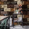 License plate number alphanumeric industrial wind wallpaper European and American retro bar restaurant cafe loft wallpaper W50 ► Photo 1/6