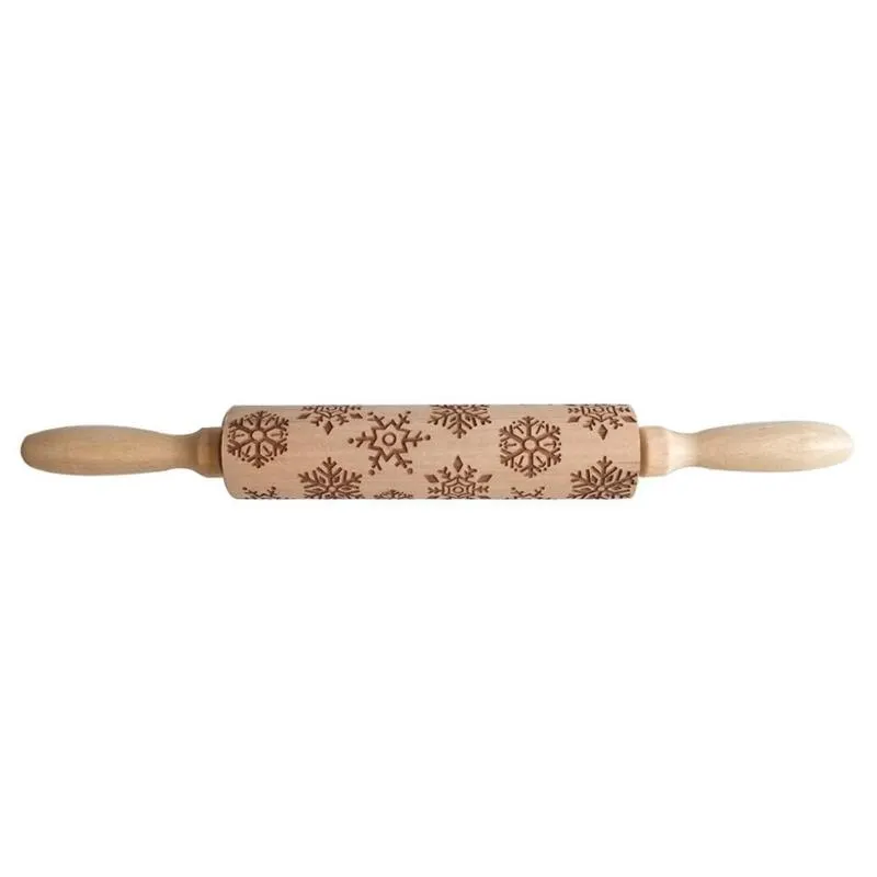 

Wood Christmas Gift Embossed Rolling Pins Embossing Baking Cookies Tool