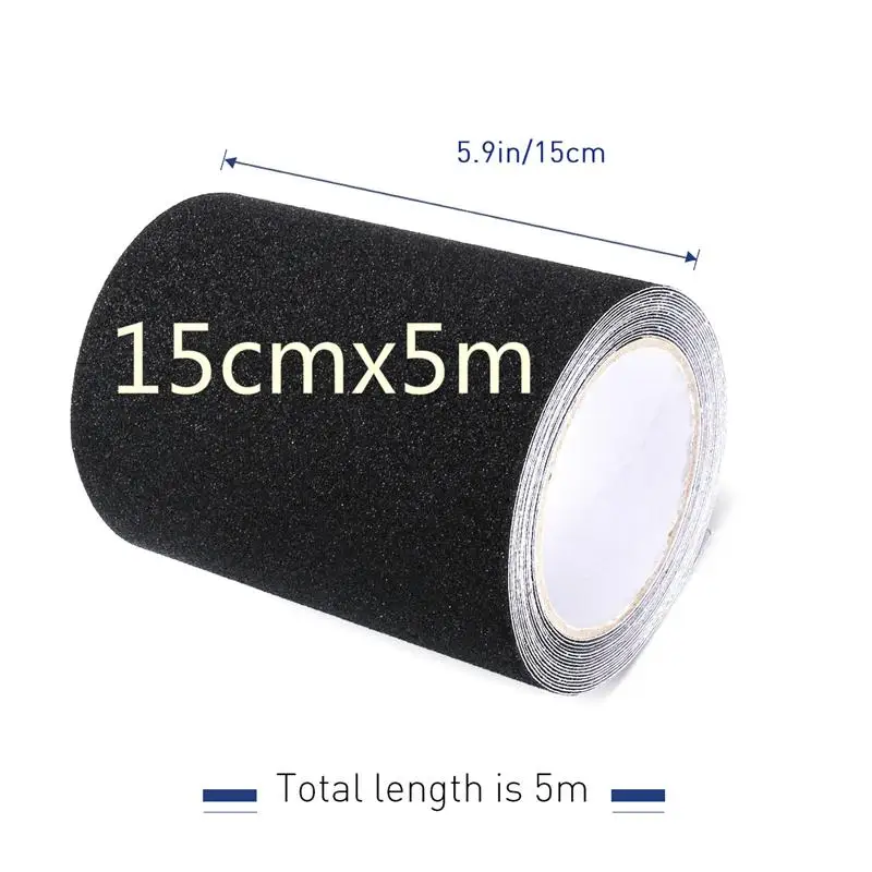 5Mx15Cm Waterproof Anti Slip Tape Stickers For Stairs Floor Bathroom Kitchen Decking Strips(Black