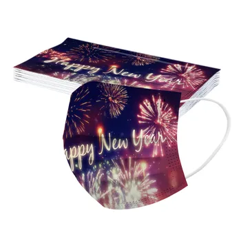 

10pcs Adult 2021 Happy New Years Disposable Mask Three Layernon-woven Dustproof Breathable Face Masks Mascarillas Mascarilla