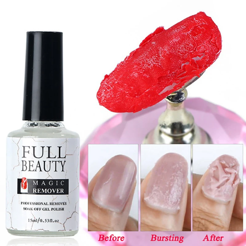 15ml Nail Polish Burst Magic Nail Polish Remover 2min Fast Soak Off Sticky UV Nail Gel Polish Degreaser Cleaner