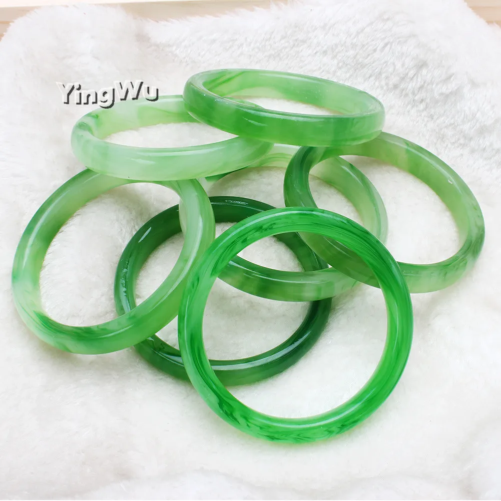 Yingwu 30pcs Lot Beautiful Jade Bangle Natural Green Agate Jade Lucky